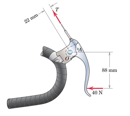 A bicyclist applies a 4 0 - N force to the brake