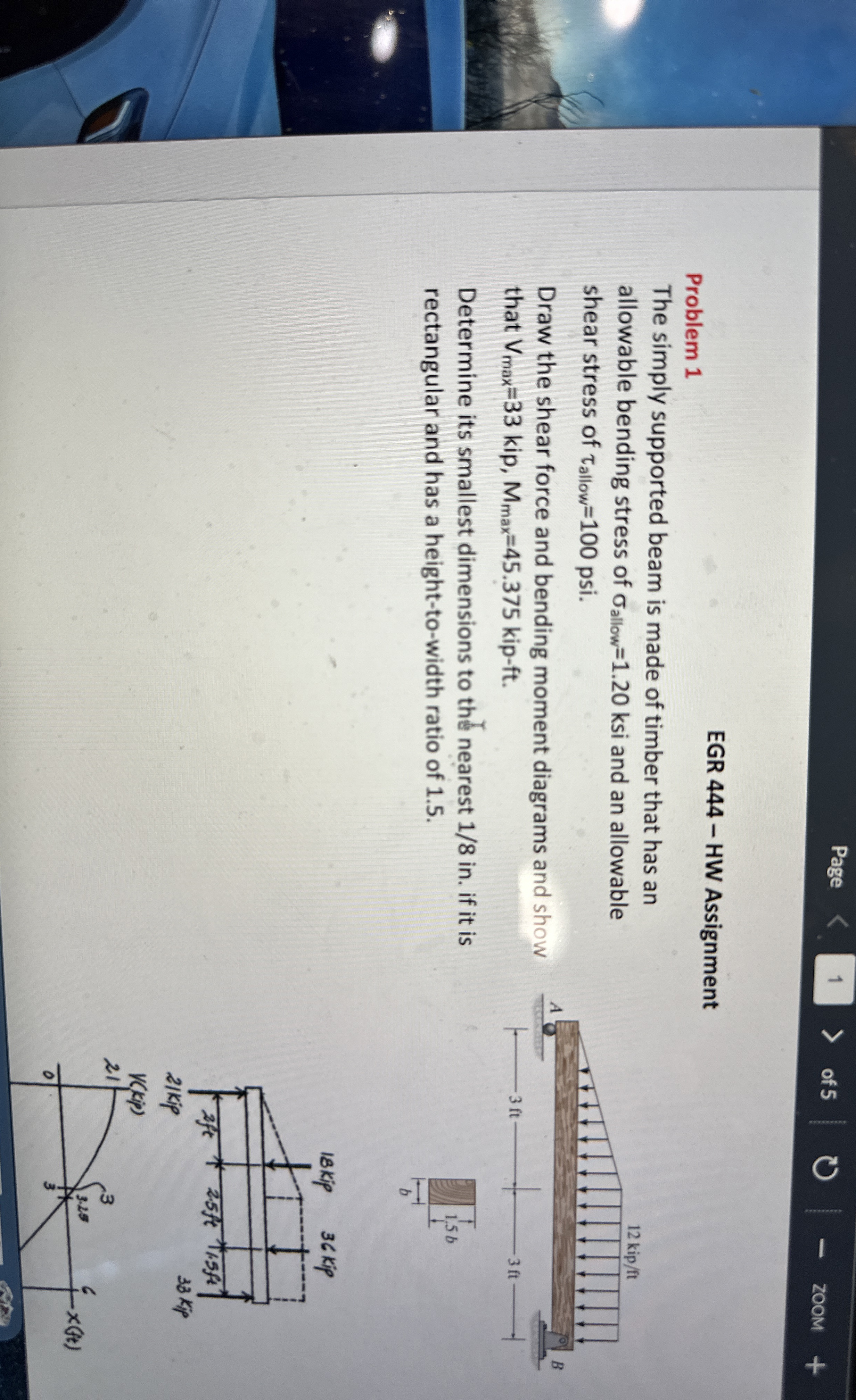Page 1 of 5 ZOOM Problem 1 EGR 4 4 4 - HW