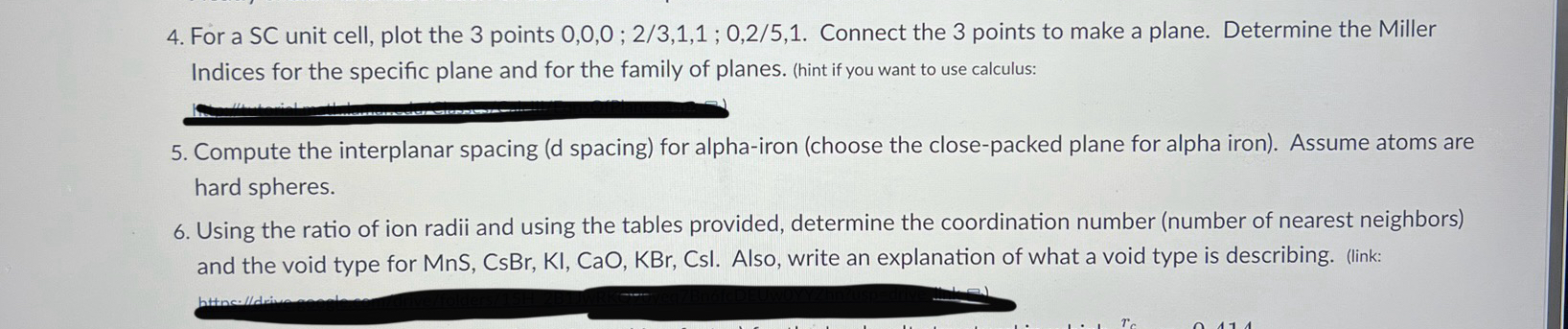 For a SC unit cell, plot the 3 points 0 , 0 , 0 ;