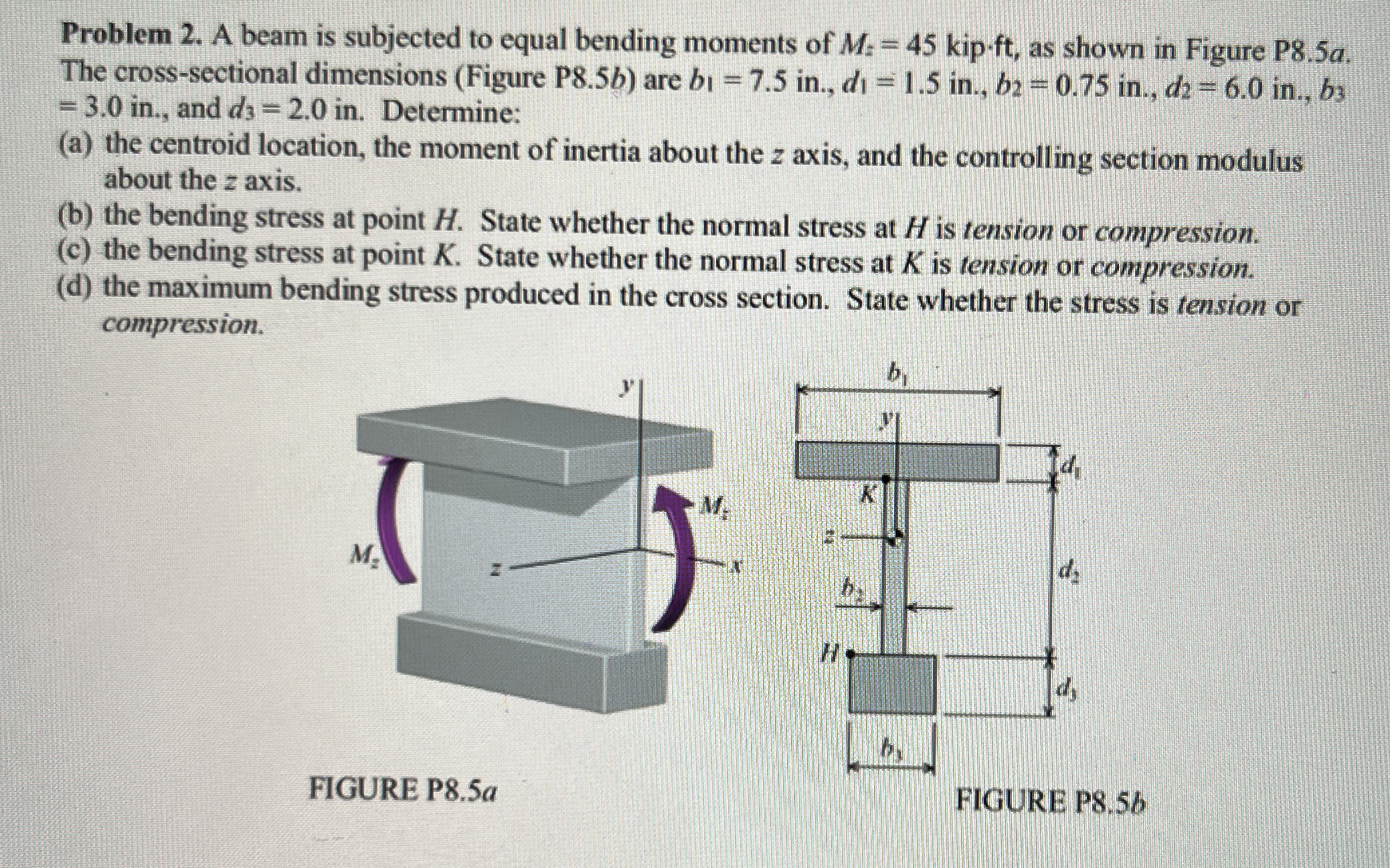 Problem 2 . A beam is subjected to equal bending