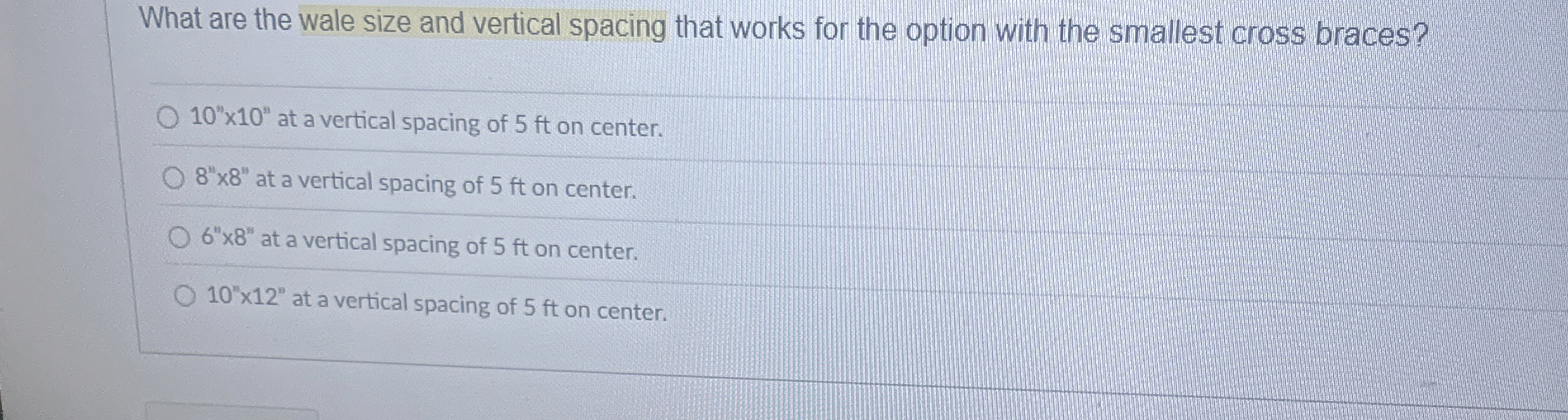 What are the wale size and vertical spacing that