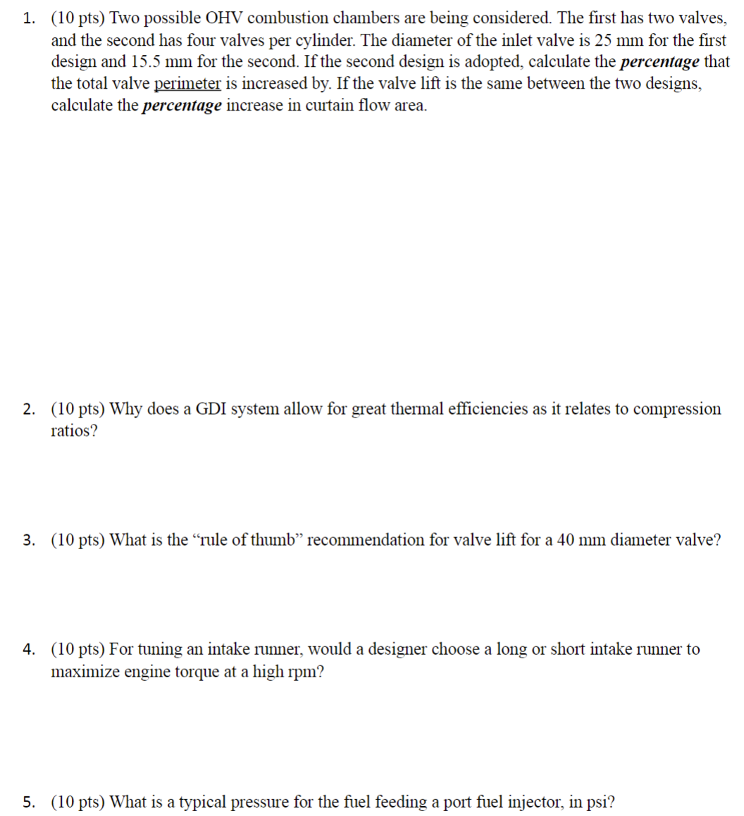 1 . Two possible OHV combustion chambers are