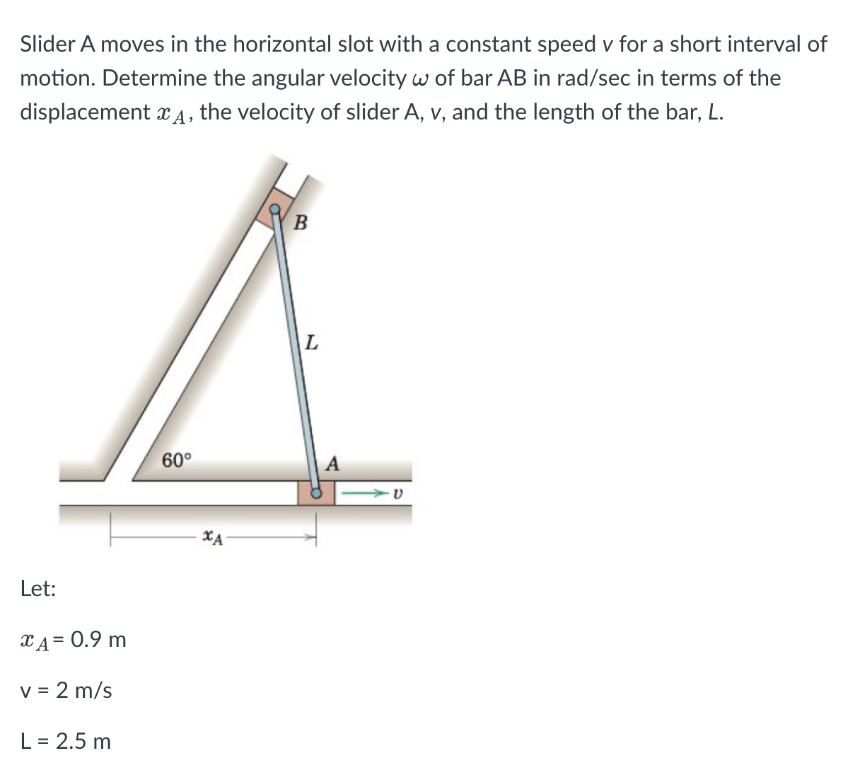 Slider A moves in the horizontal slot with a