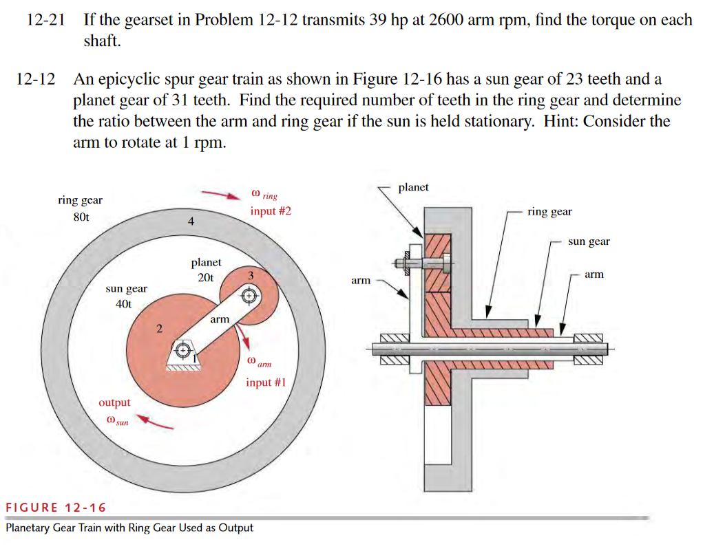 1 2 - 2 1 If the gearset in Problem 1 2 - 1 2