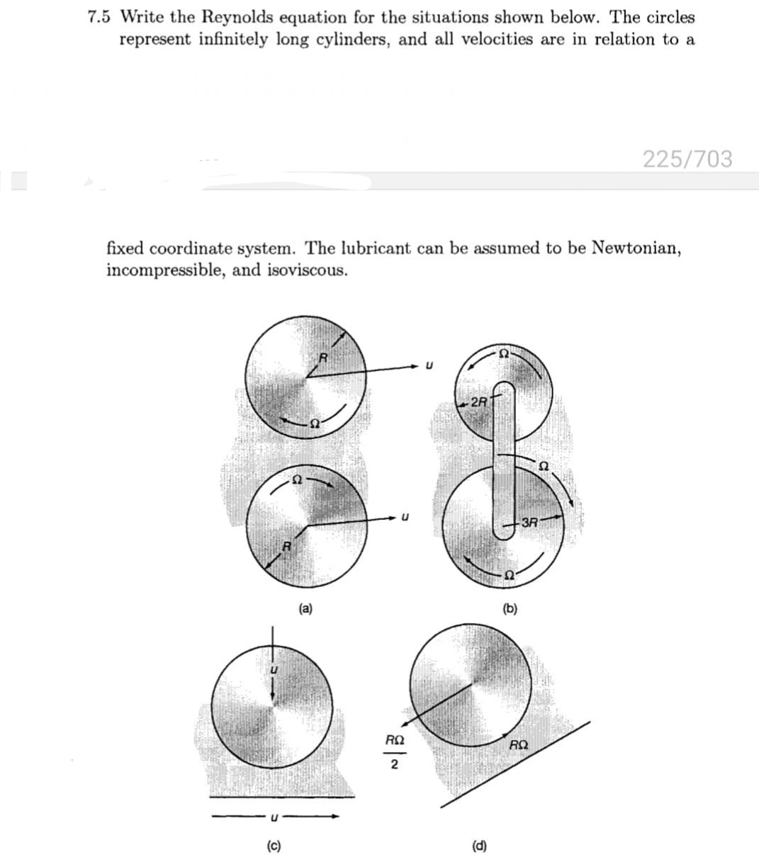 7 . 5 Write the Reynolds equation for the