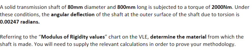 A solid transmission shaft of 8 0 m m diameter
