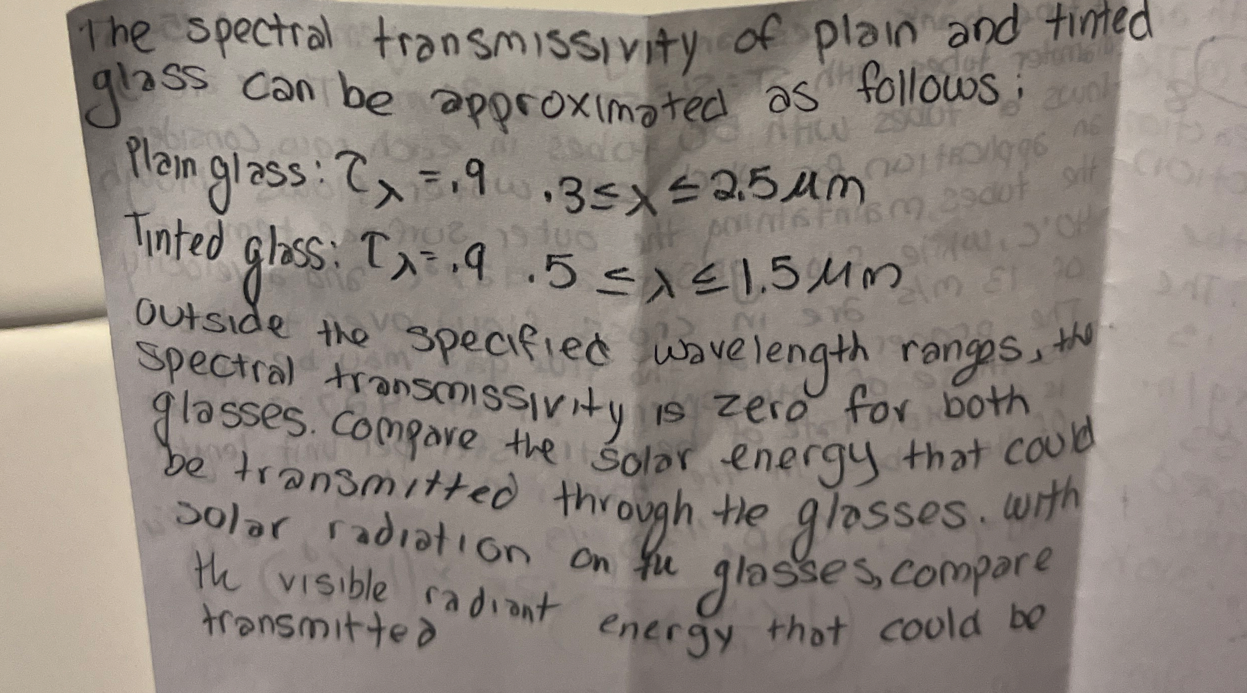 The spectral transmissivity of plain and tinted