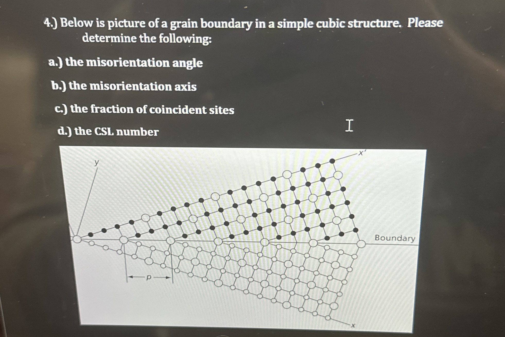 4 . ) Below is picture of a grain boundary in a