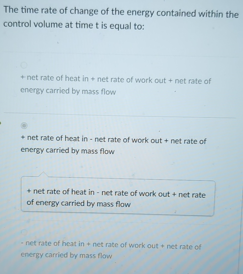 The time rate of change of the energy contained