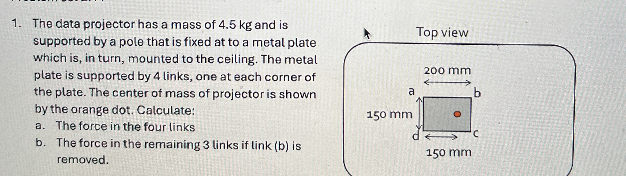 The data projector has a mass of 4 . 5 kg and is