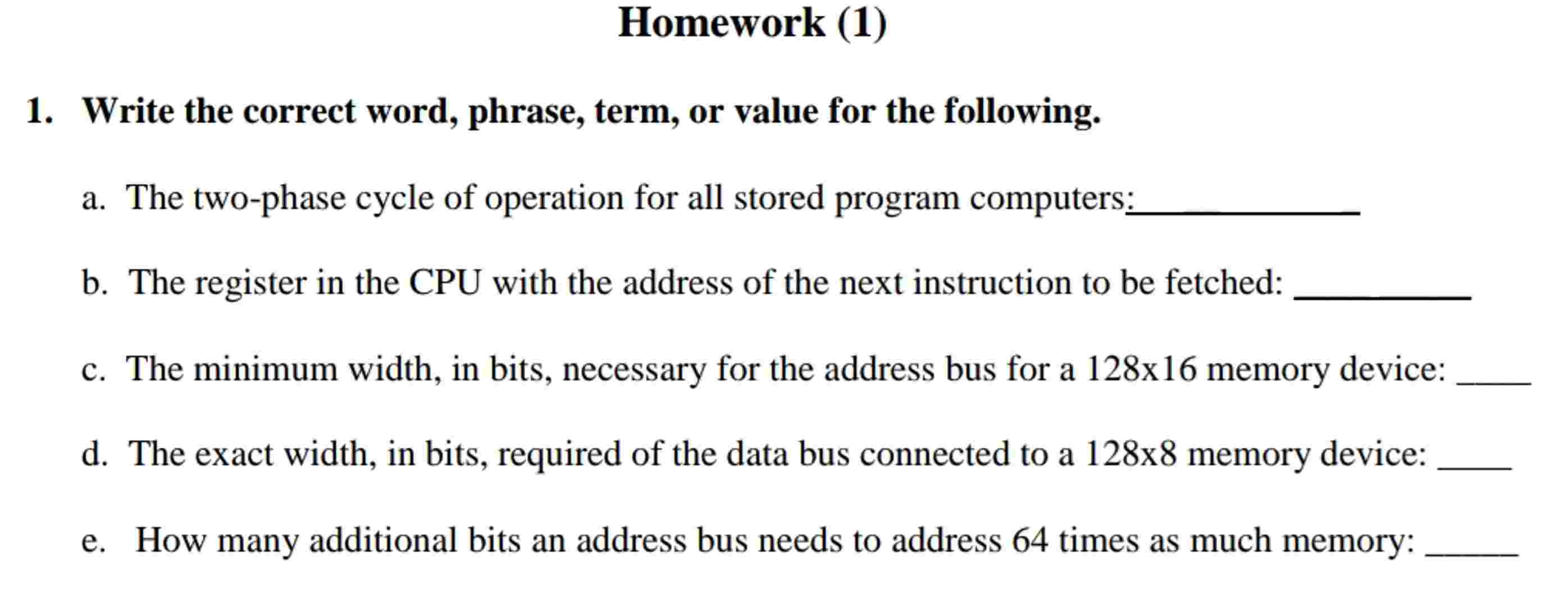Homework ( 1 ) 1 . Write the correct word,