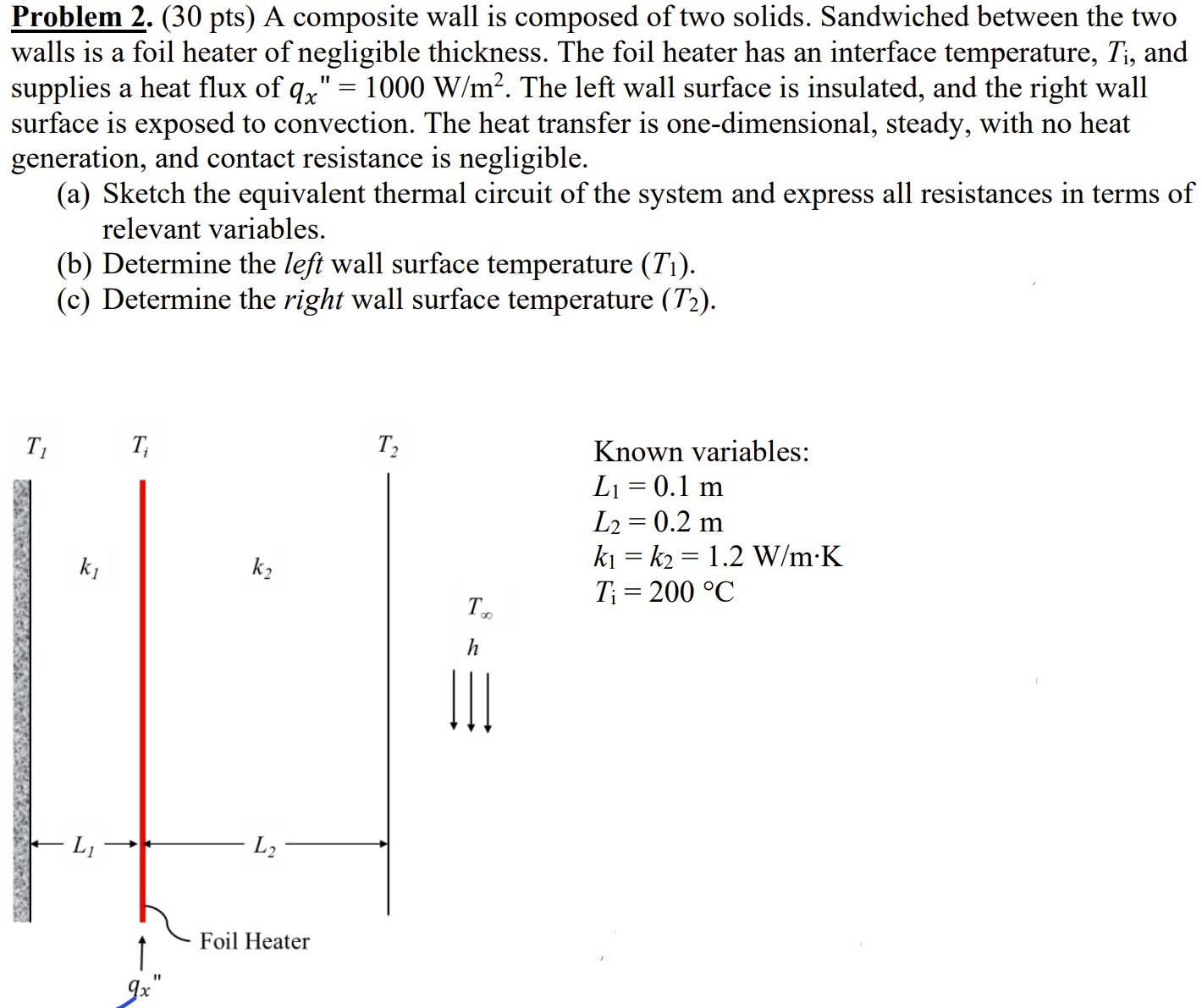 Problem 2 . ( 3 0 pts ) A composite wall is