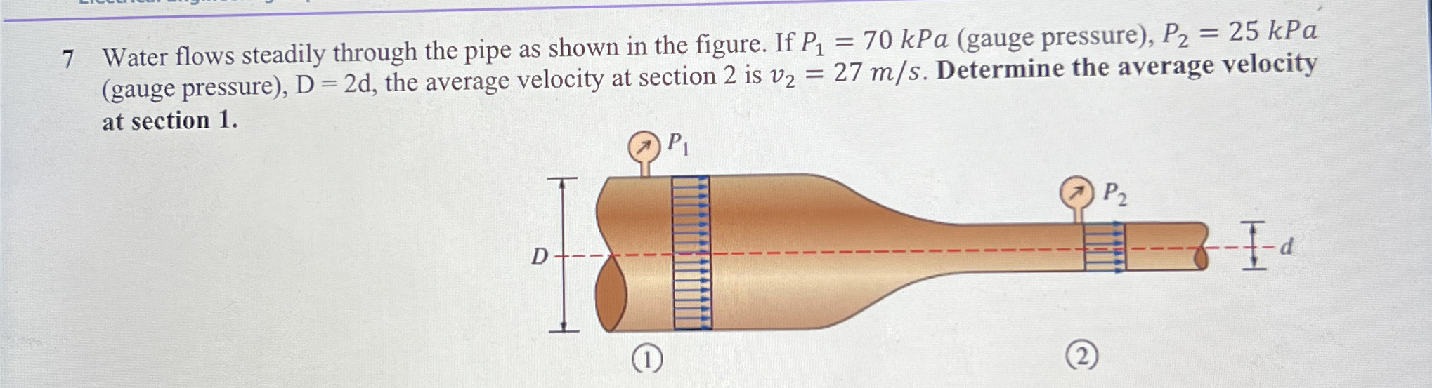 7 Water flows steadily through the pipe as shown