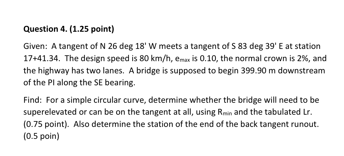 Question 4 . ( 1 . 2 5 point ) Given: A tangent