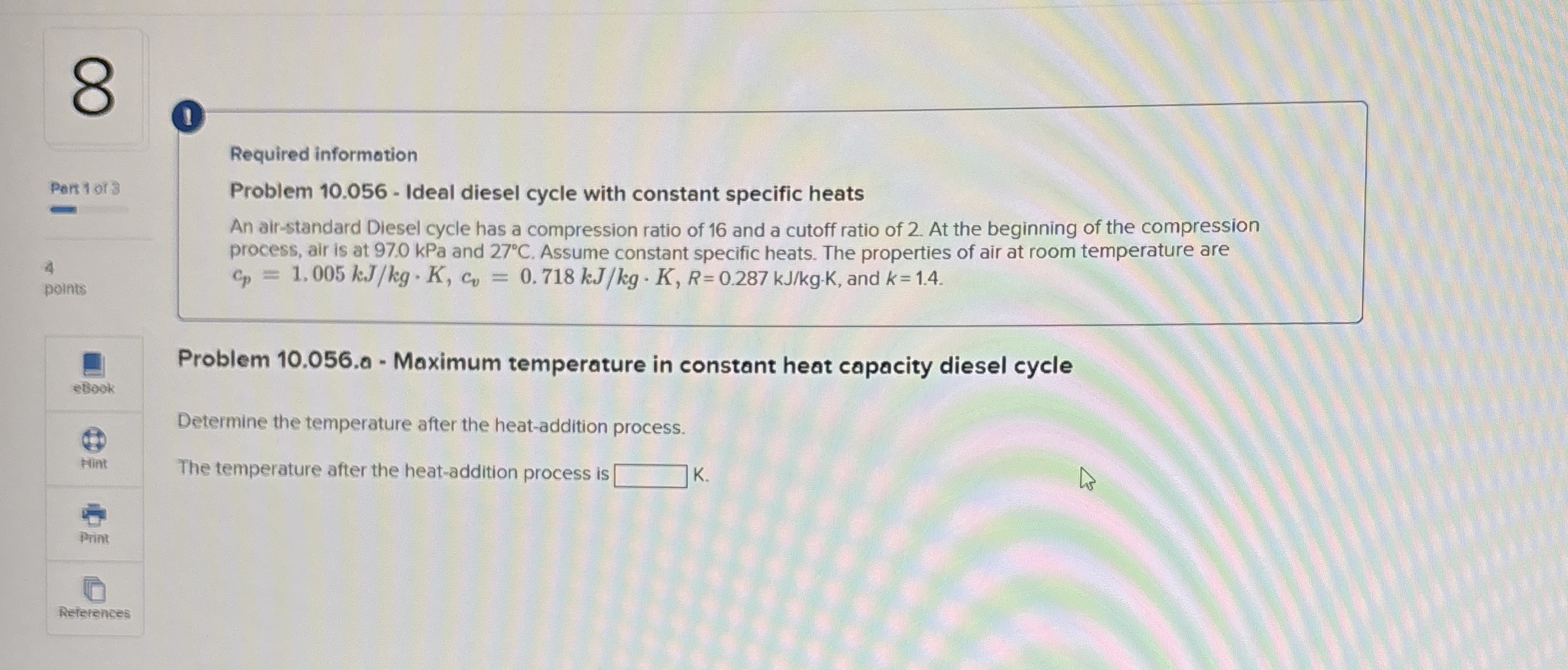 1 Pent 1 of 3 Required information Problem 1 0 .