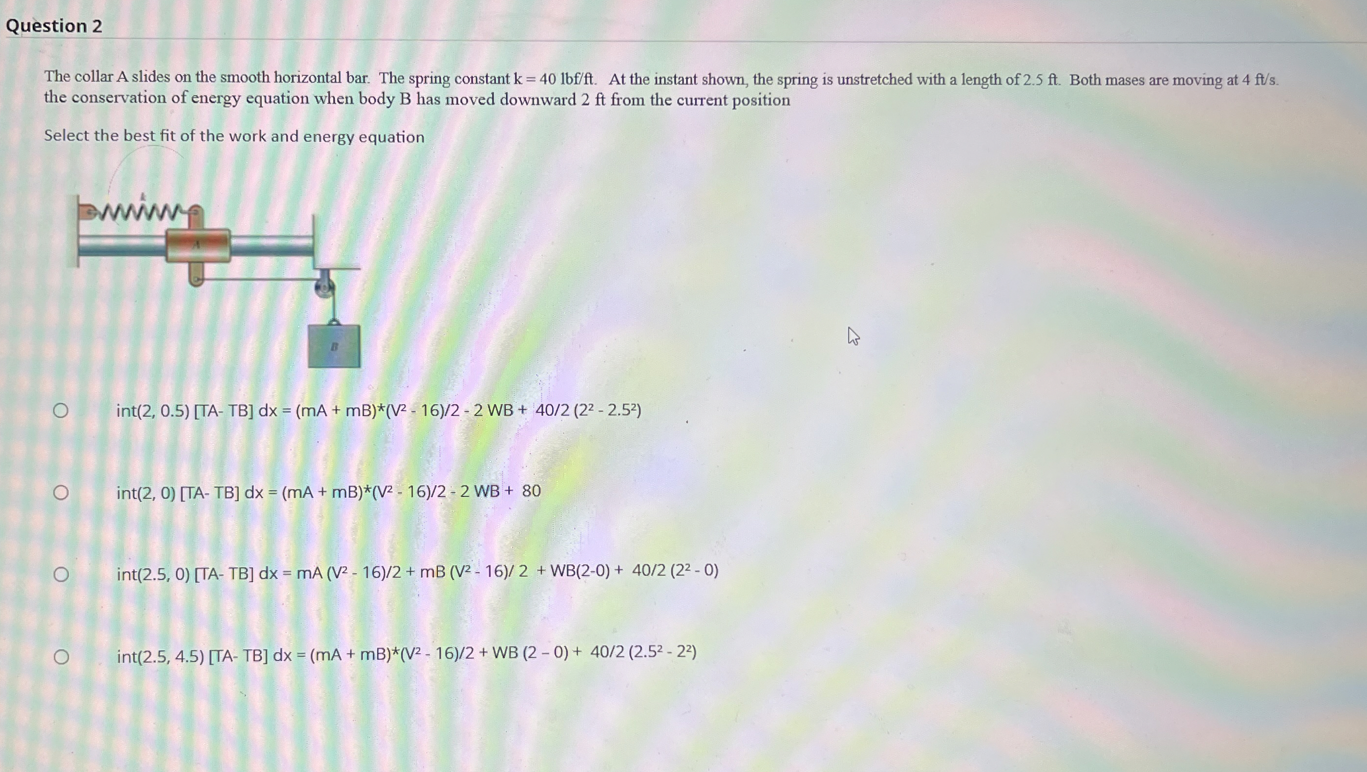 Question 2 The collar A slides on the smooth