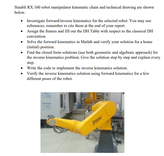 Staubli RX 1 6 0 robot manipulator kinematic