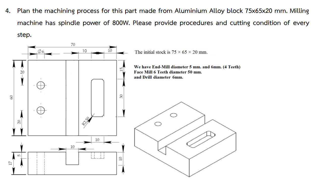 Plan the machining process for this part made