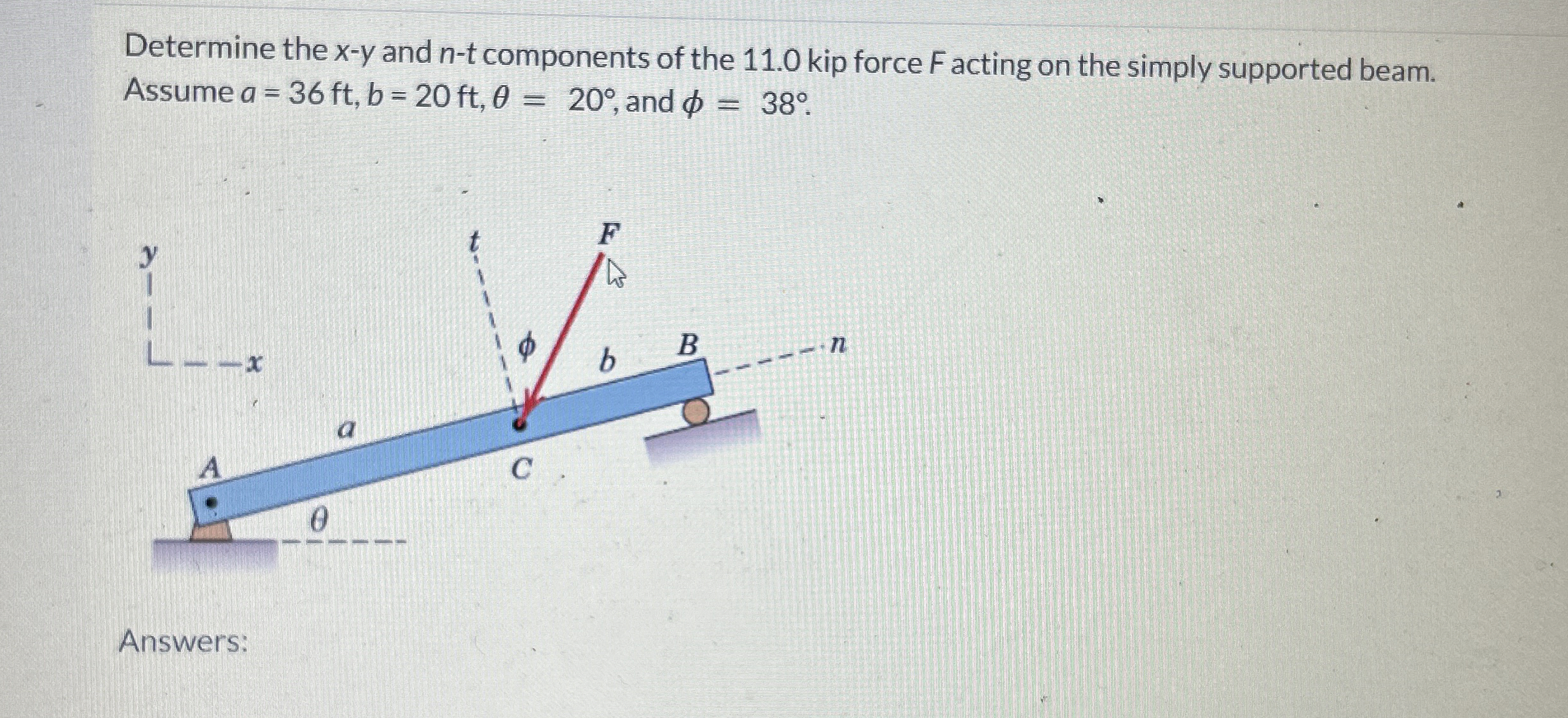 Determine the x - y and n - t components of the 1