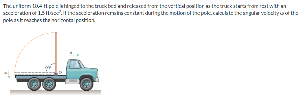 The uniform 1 0 . 4 - ft pole is hinged to the