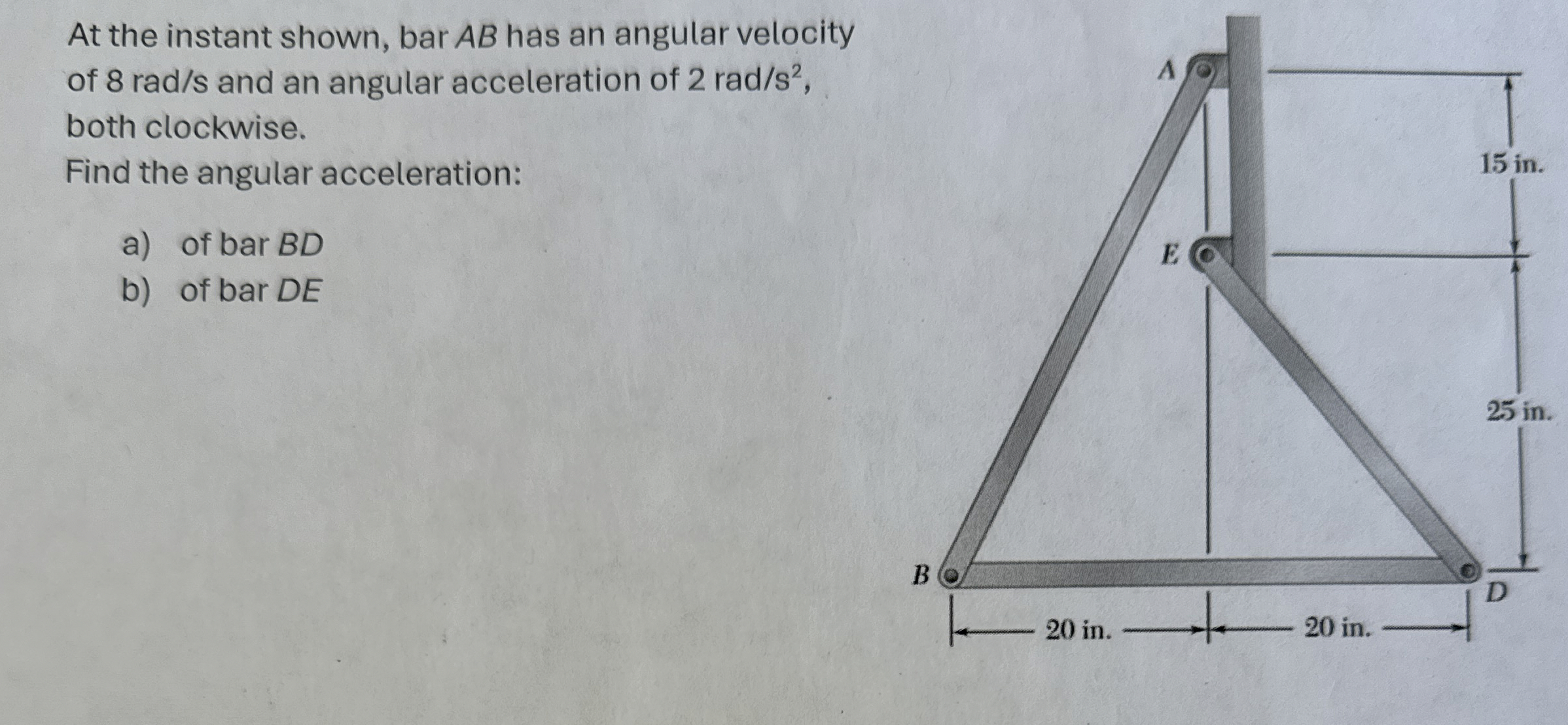 PLEASE USE SCALAR ANALYSIS METHOD At the instant