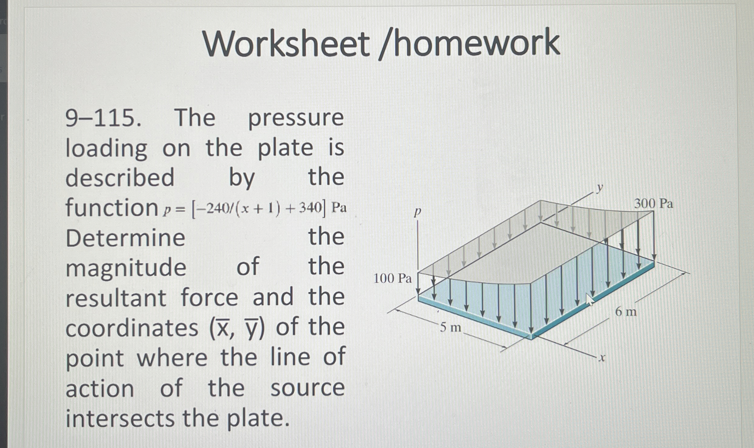 Worksheet / homework 9 - 1 1 5 . The pressure