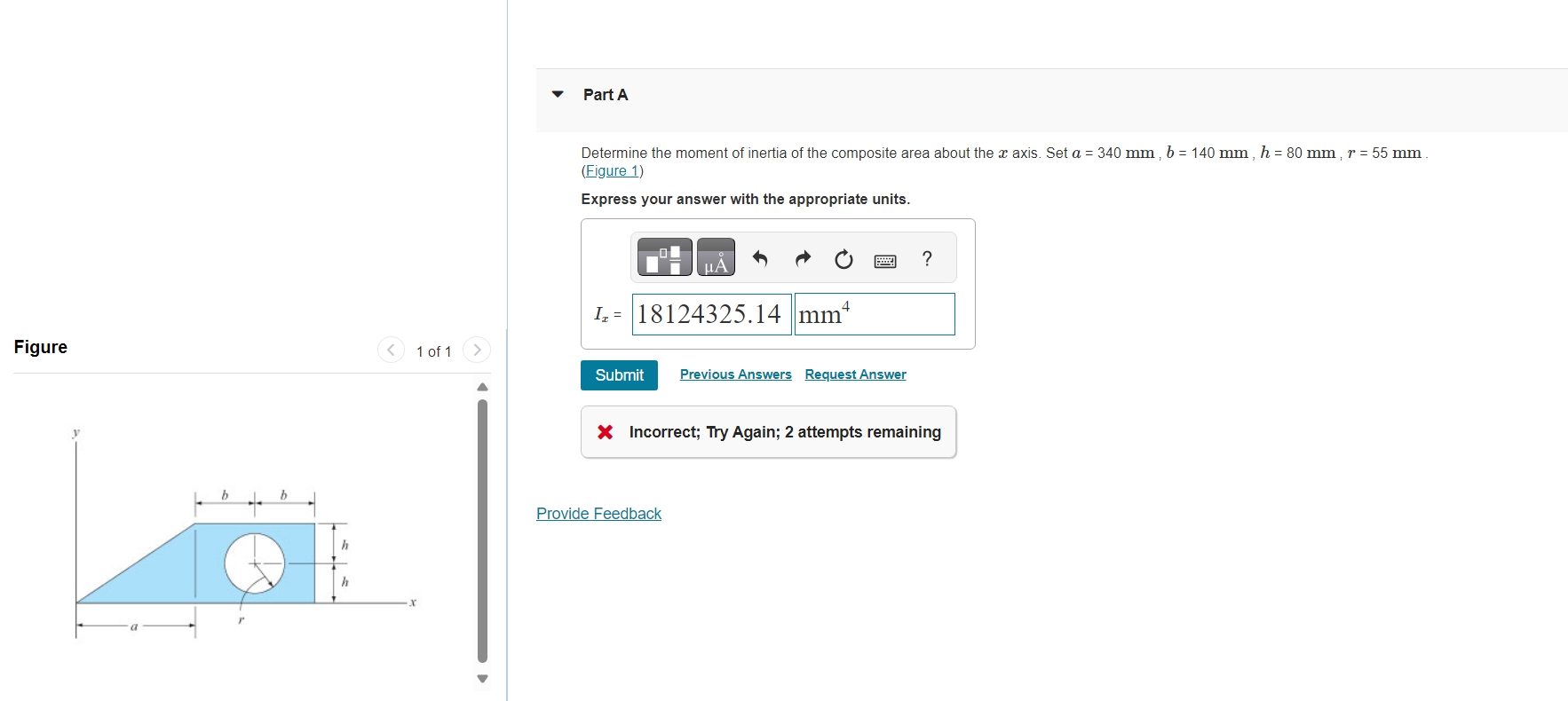Part A Determine the moment of inertia of the