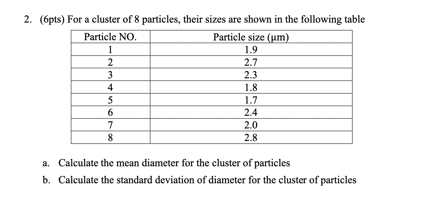 ( 6 pts ) For a cluster of 8 particles, their