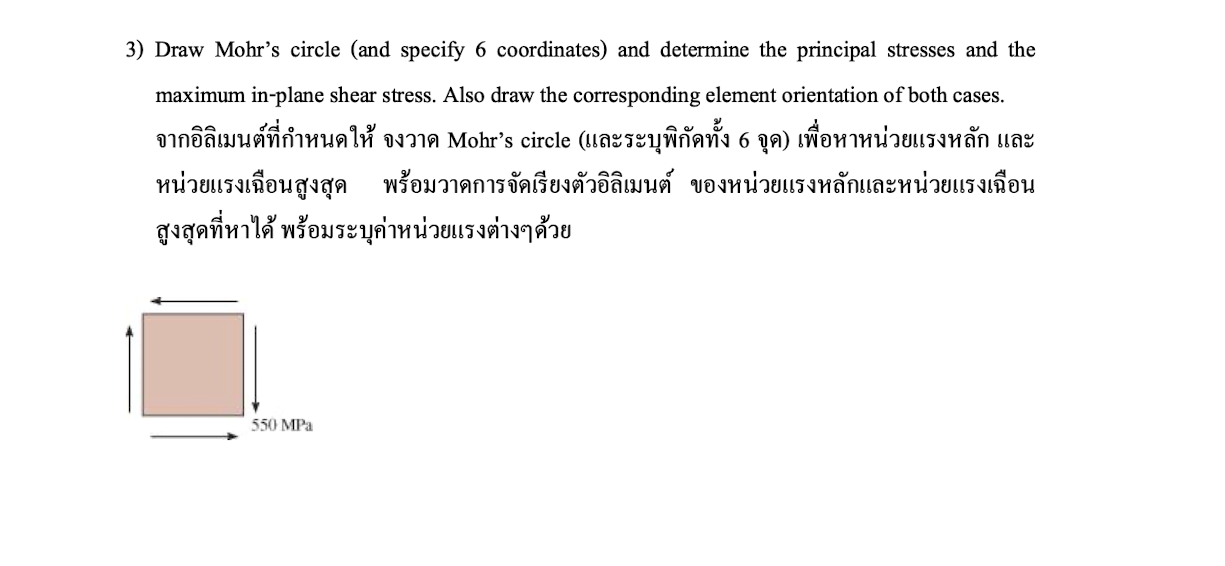 3 ) Draw Mohr's circle ( and specify 6