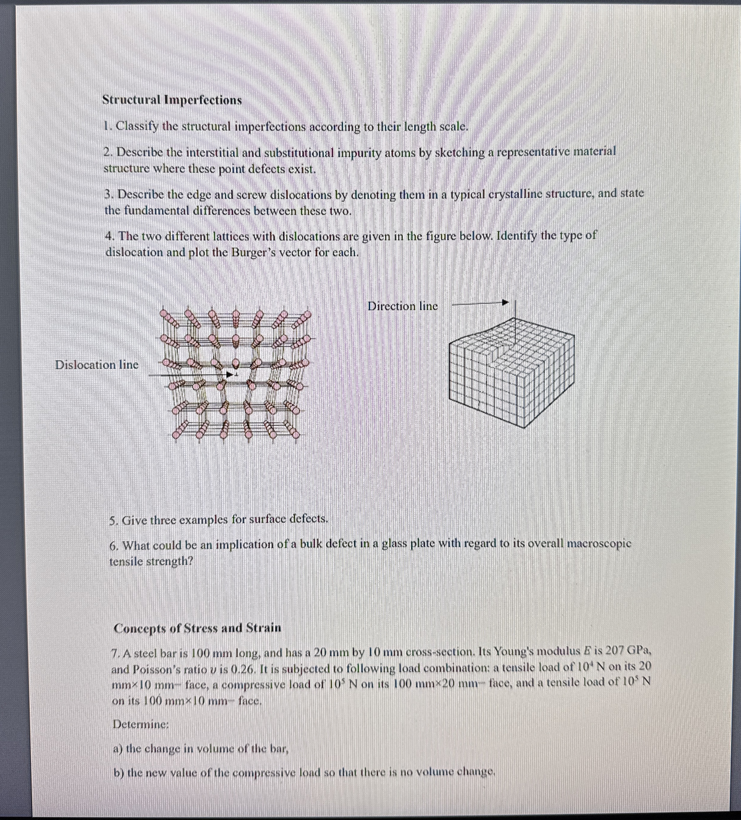 Structural Imperfections Classify the structural