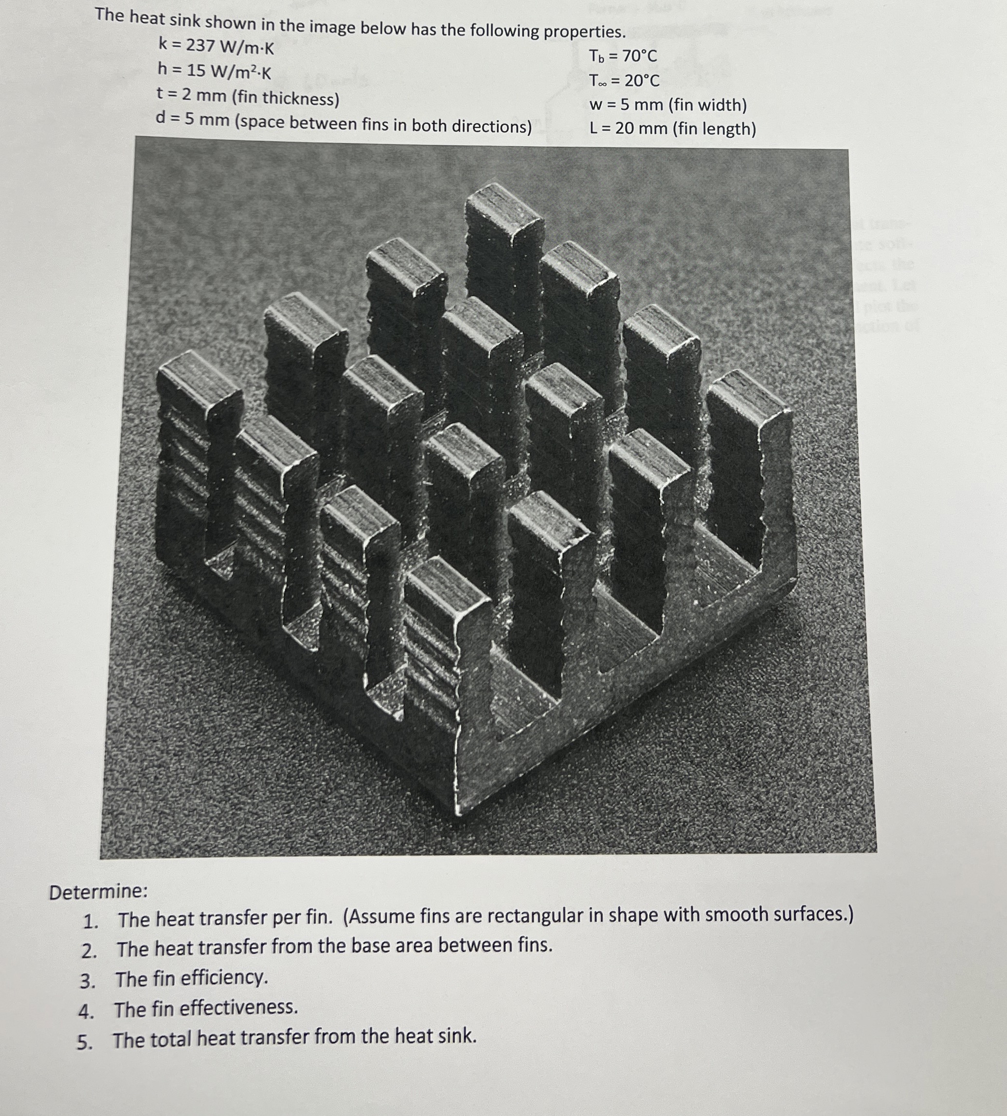 k = 2 3 7 W m * K , T b = 7 0 C h = 1 5 W m 2 * K