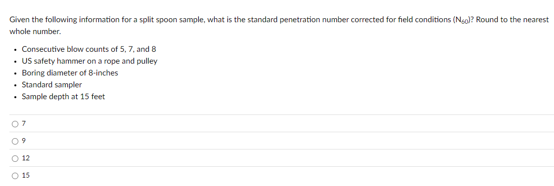 Given the following information for a split spoon