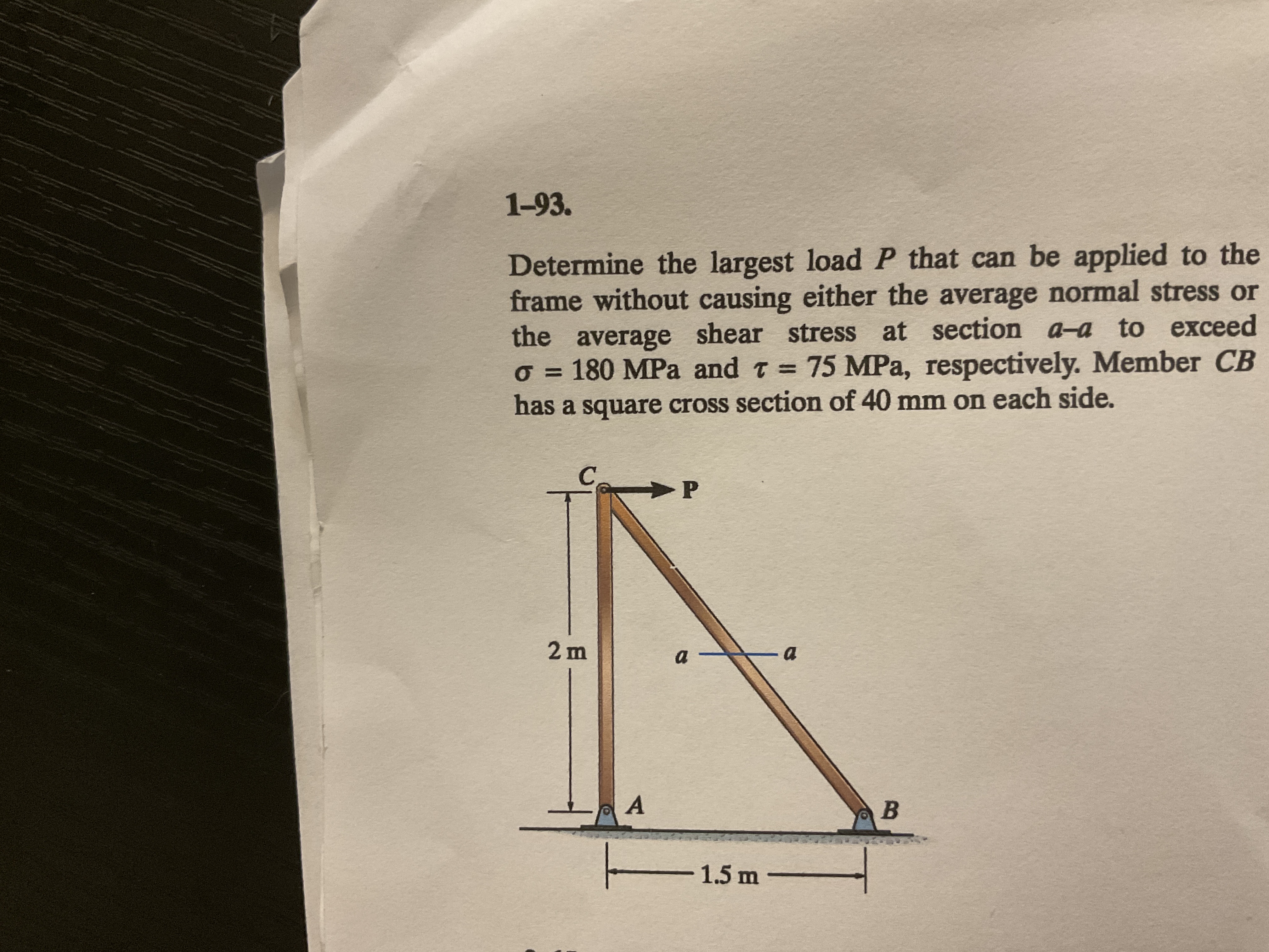 1 - 9 3 . Determine the largest load P that can