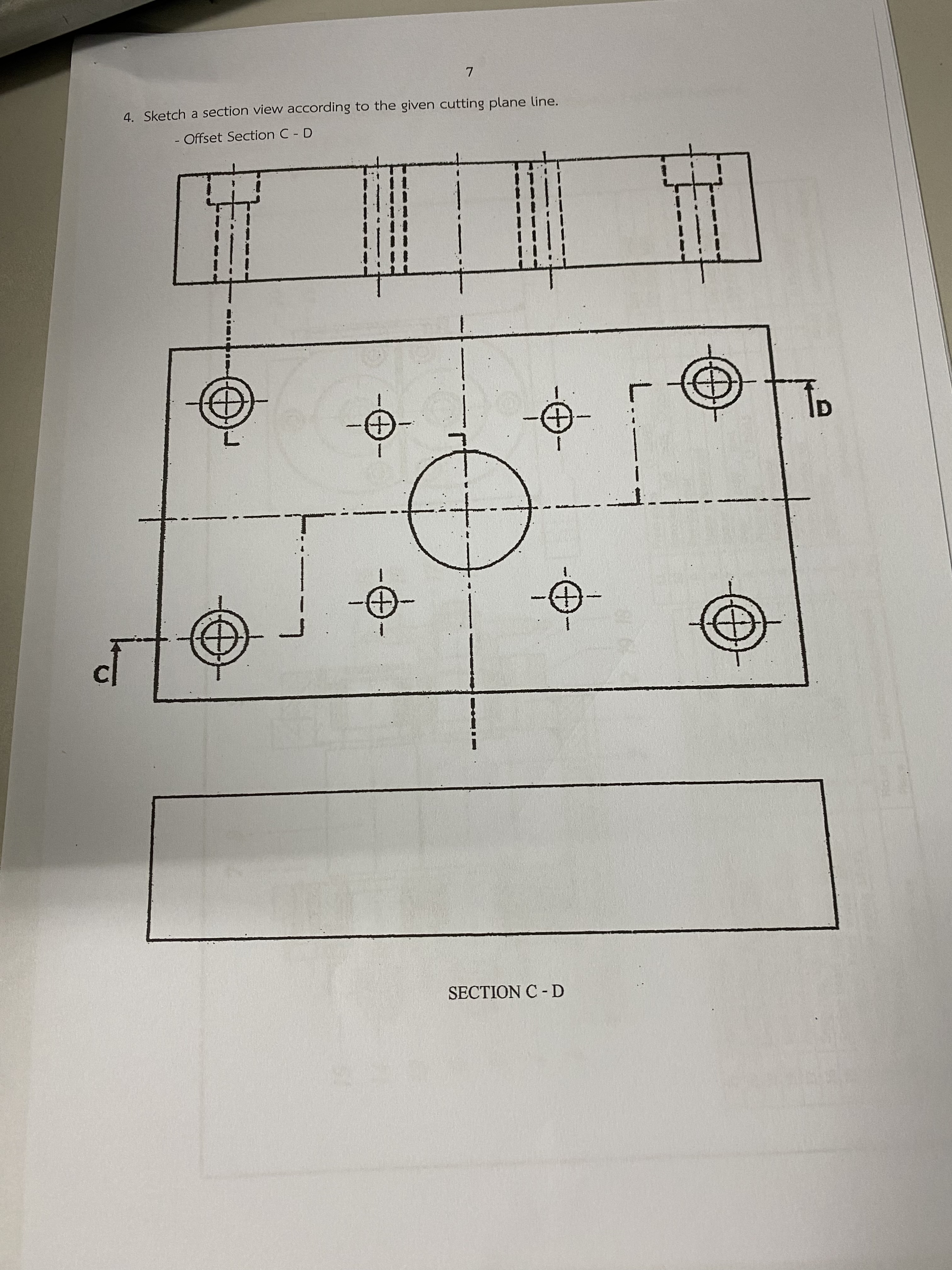 7 4 . Sketch a section view according to the
