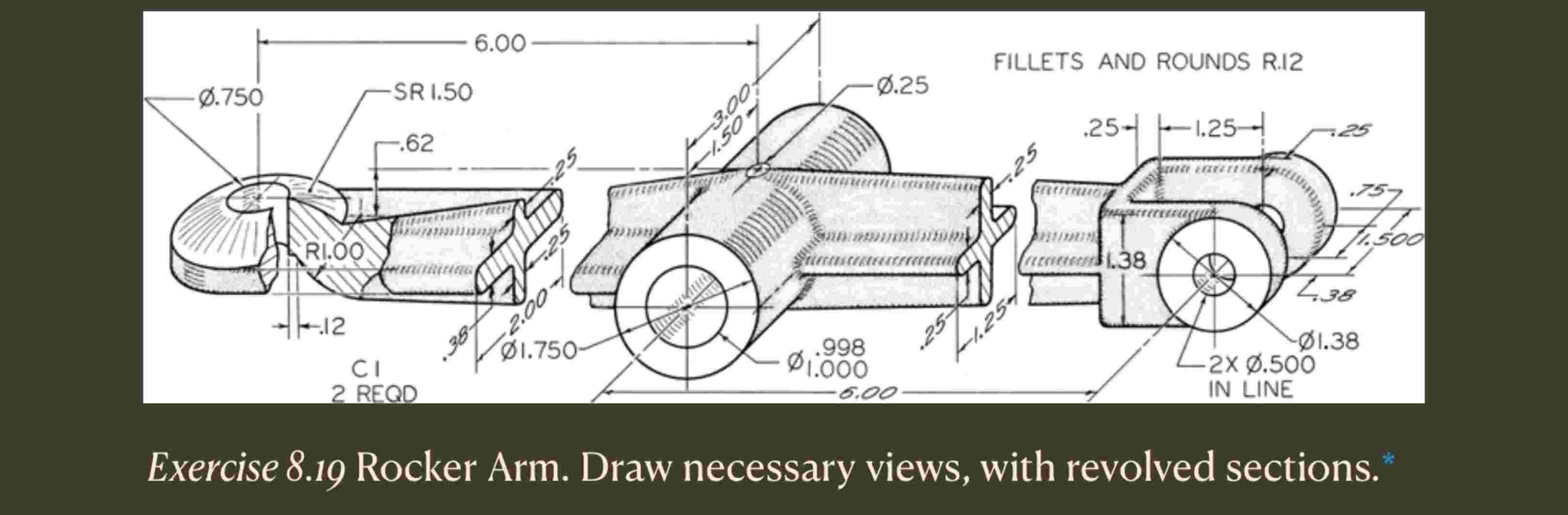 Exercise 8 . 1 9 Rocker Arm. Draw necessary