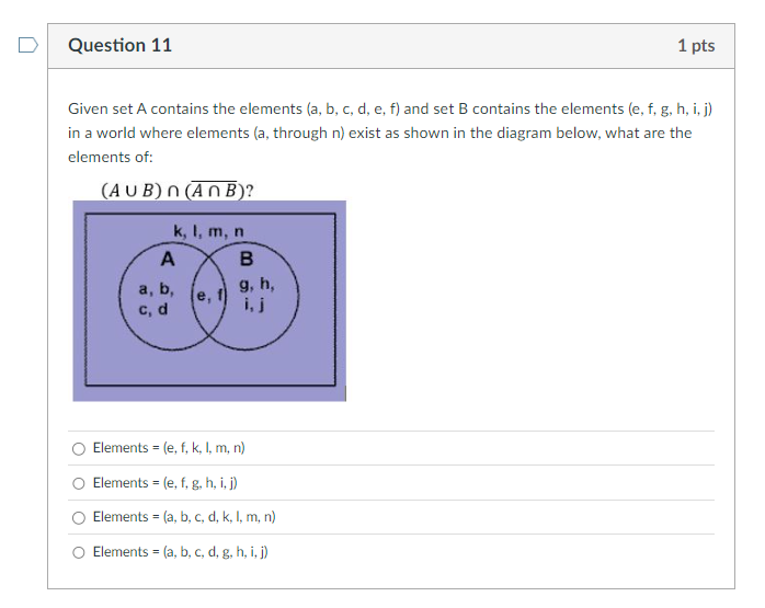Question 1 1 Given set Aa , b , c , d , e , f a ,