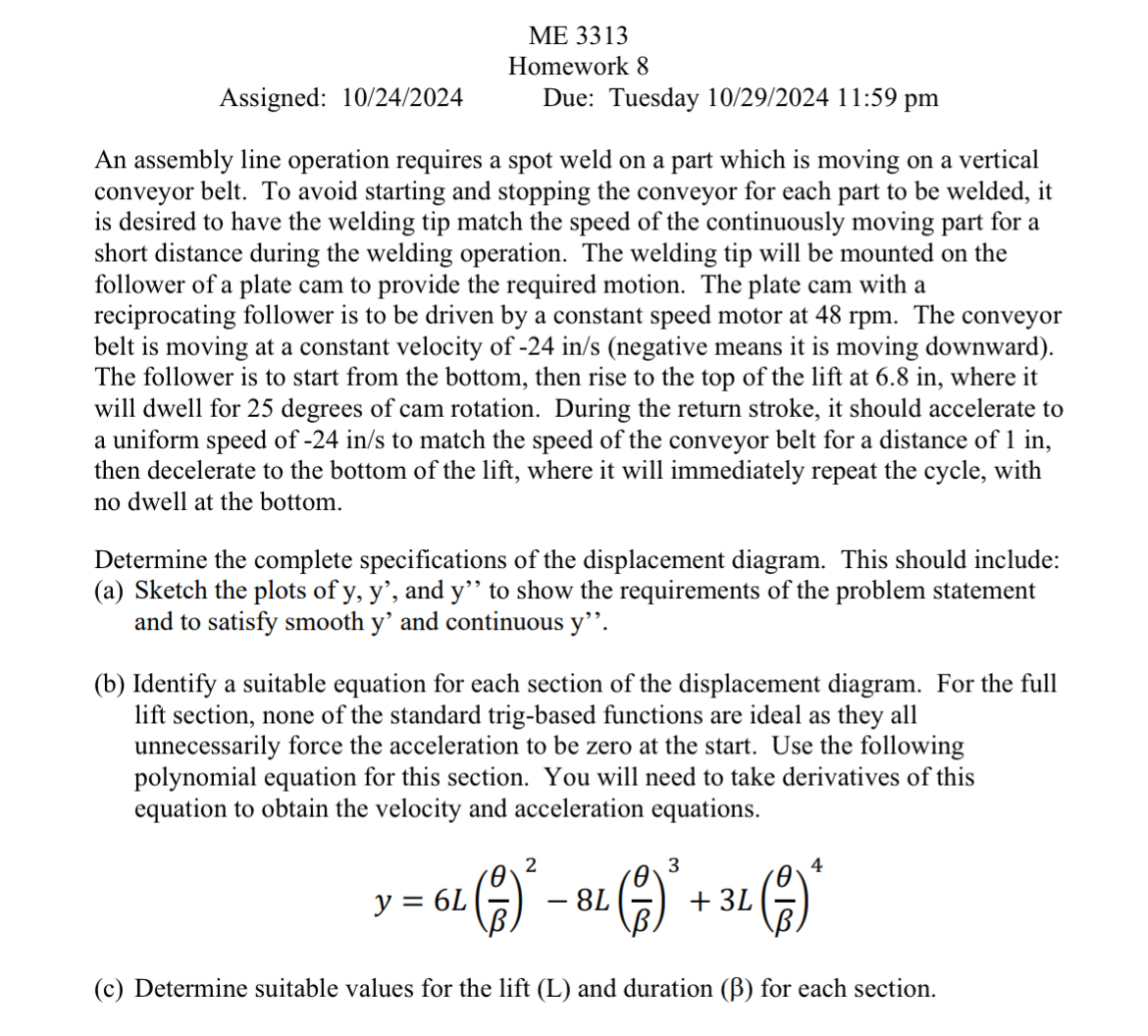 ME 3 3 1 3 Homework 8 Assigned: 1 0 / 2 4 / 2 0 2