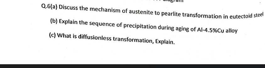 Q . 6 ( a ) Discuss the mechanism of austenite to