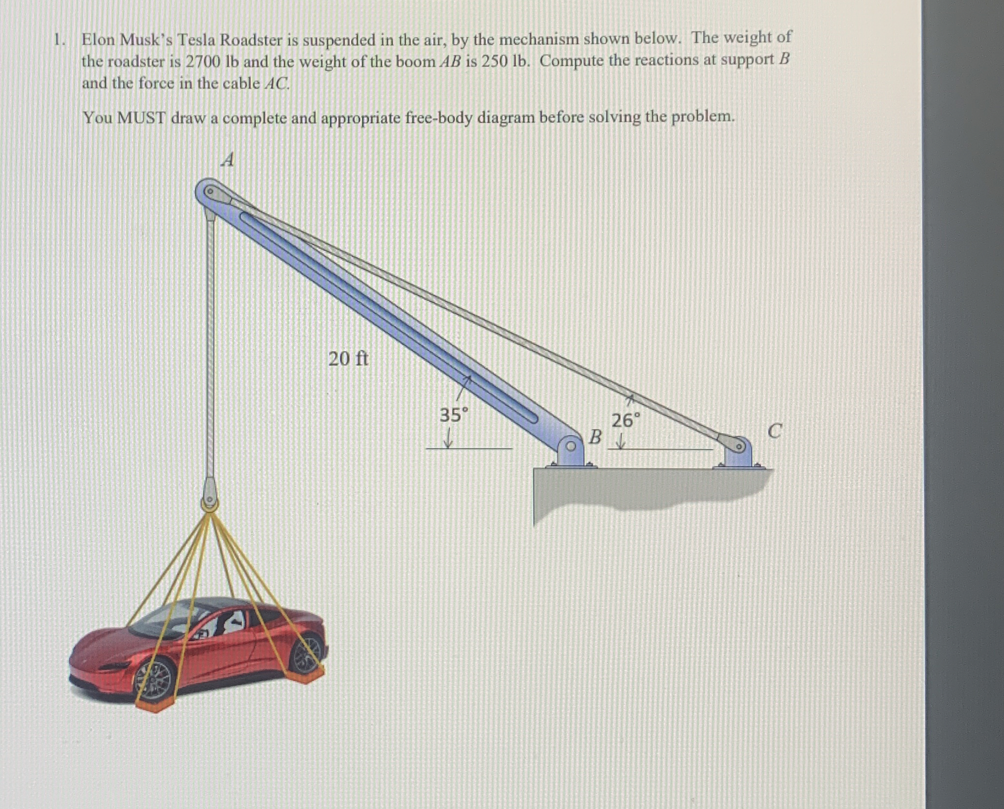 Elon Musk's Tesla Roadster is suspended in the