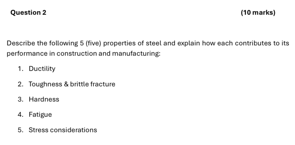 Question 2 ( 1 0 marks ) Describe the following 5