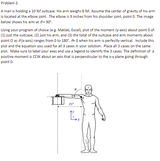 Problem 2 : A man is holding a 1 0 lbf suitcase.