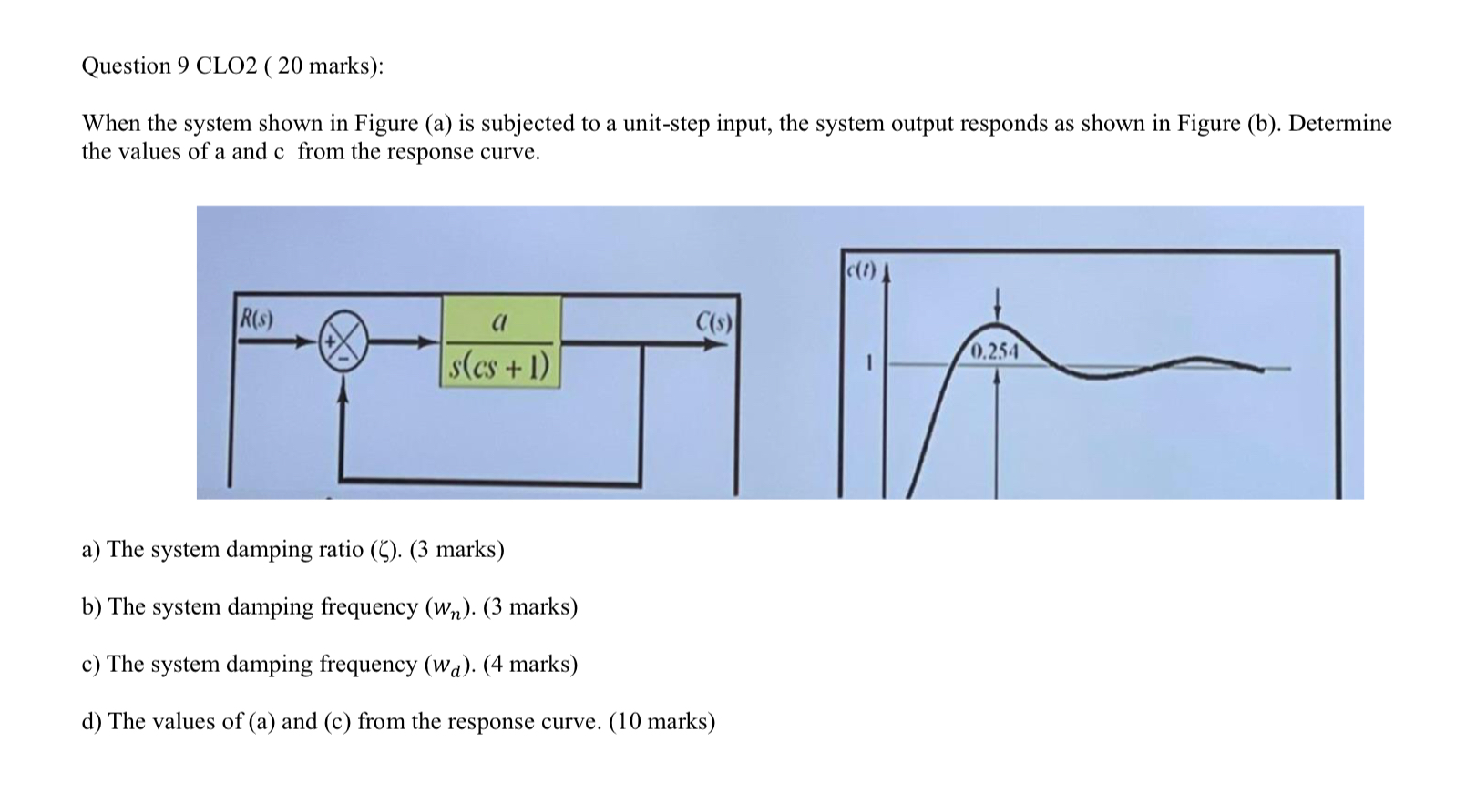 Question 9 CLO 2 ( 2 0 marks ) : When the system