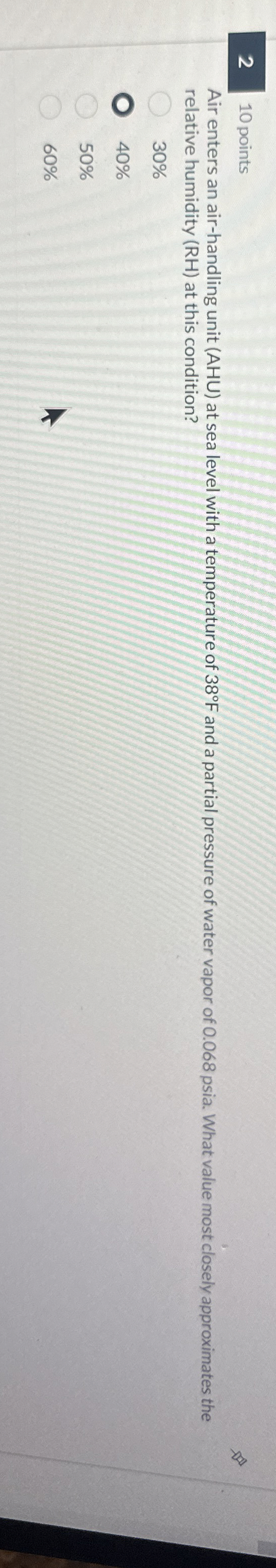 1 0 points Air enters an air - handling unit (
