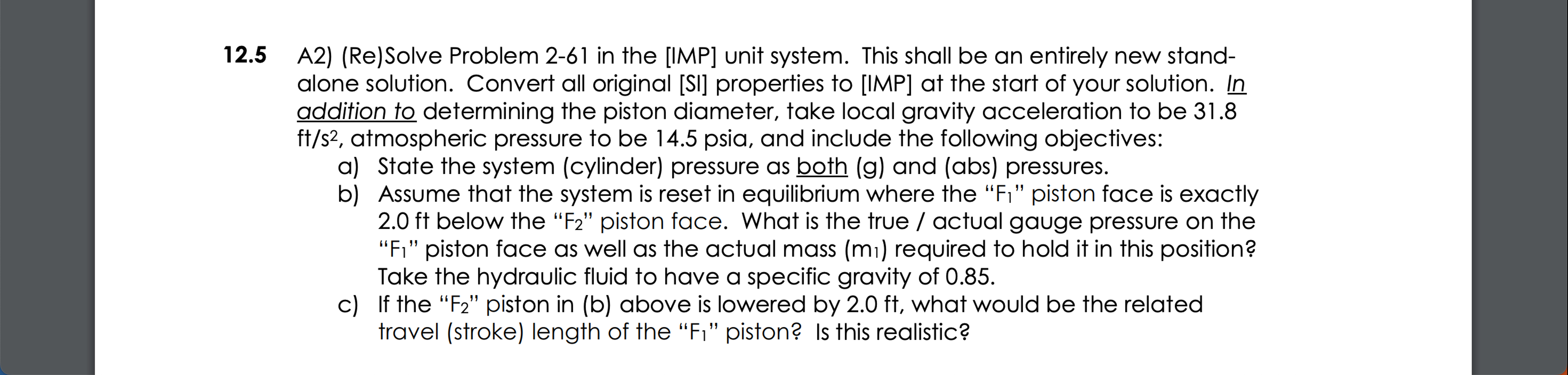 1 2 . 5 A 2 ) ( Re ) Solve Problem 2 - 6 1 in the