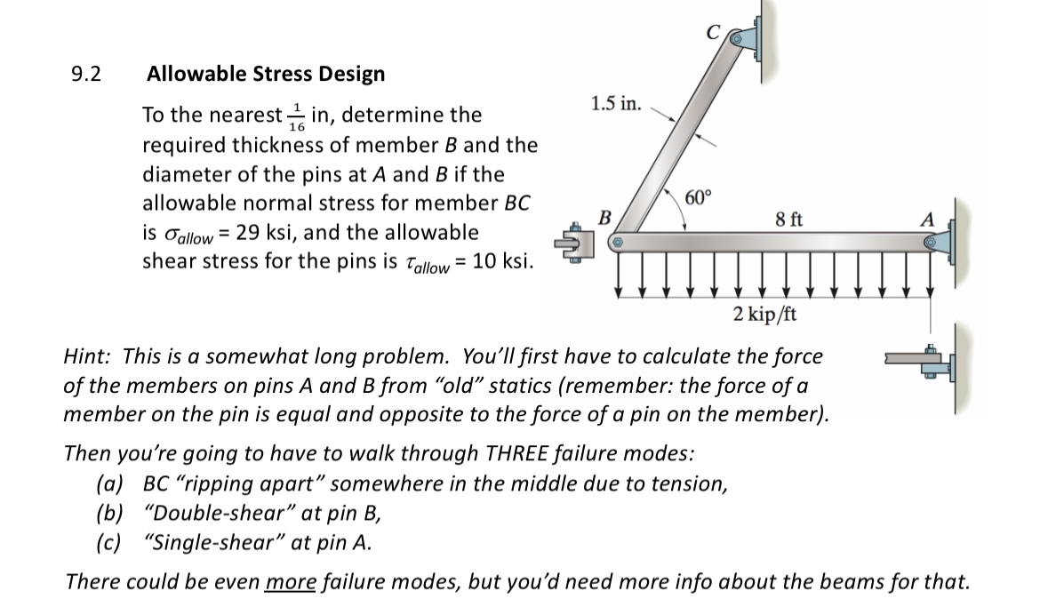 9 . 2 Allowable Stress Design To the nearest 1 1