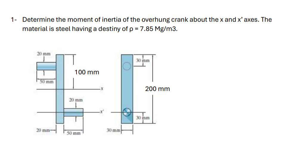 1 - Determine the moment of inertia of the
