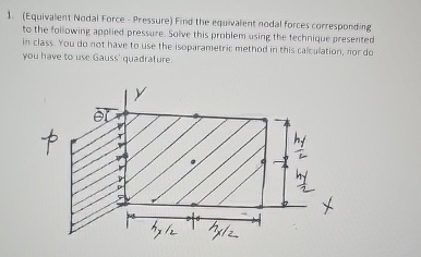 1 ( Equivalent Nodal Force - Pressure ) Find the