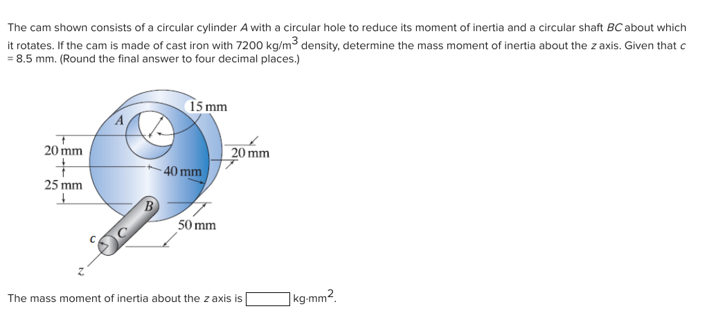 The cam shown consists of a circular cylinder \ (