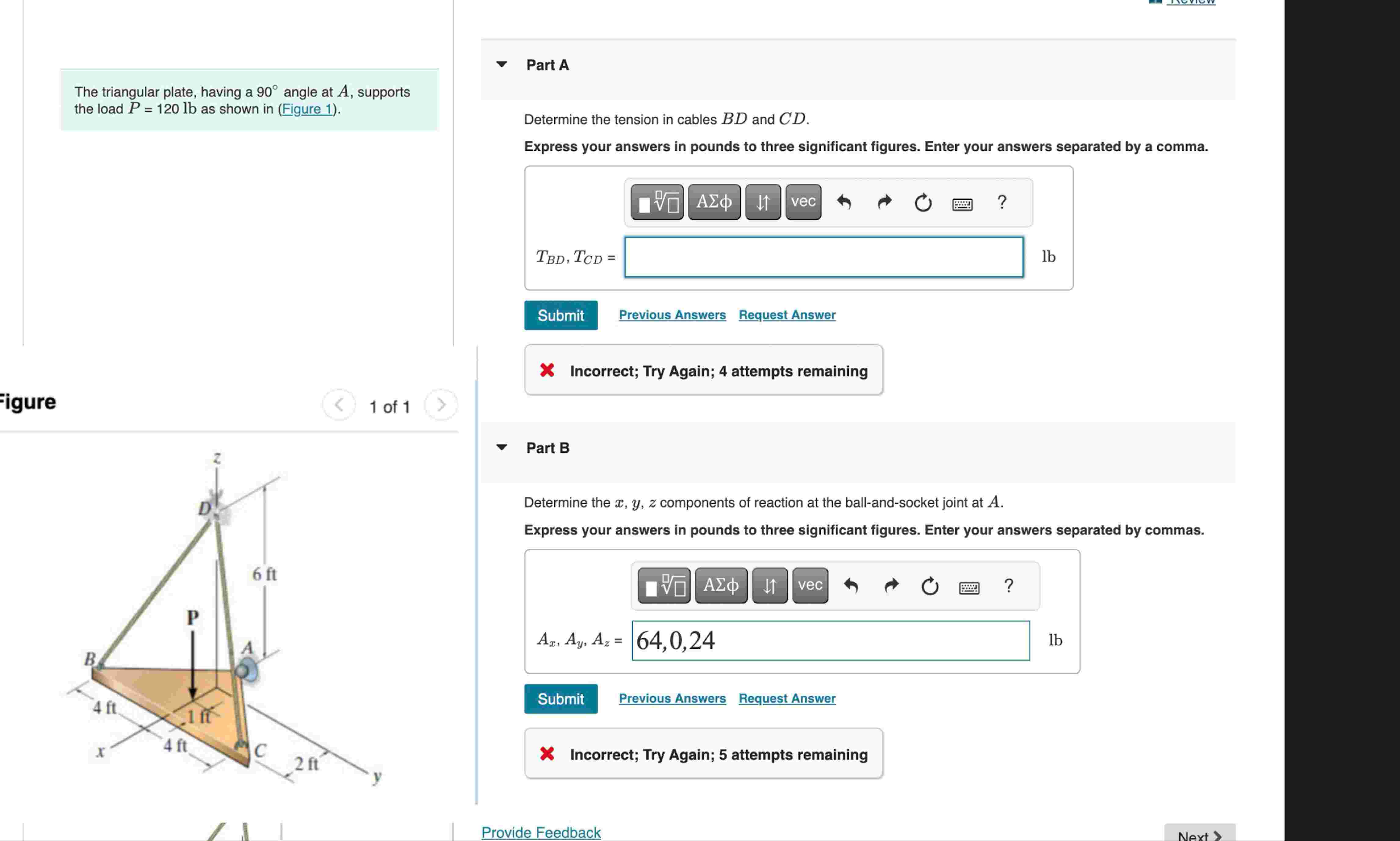 The triangular plate, having a \ ( 9 0 ^ { \ circ