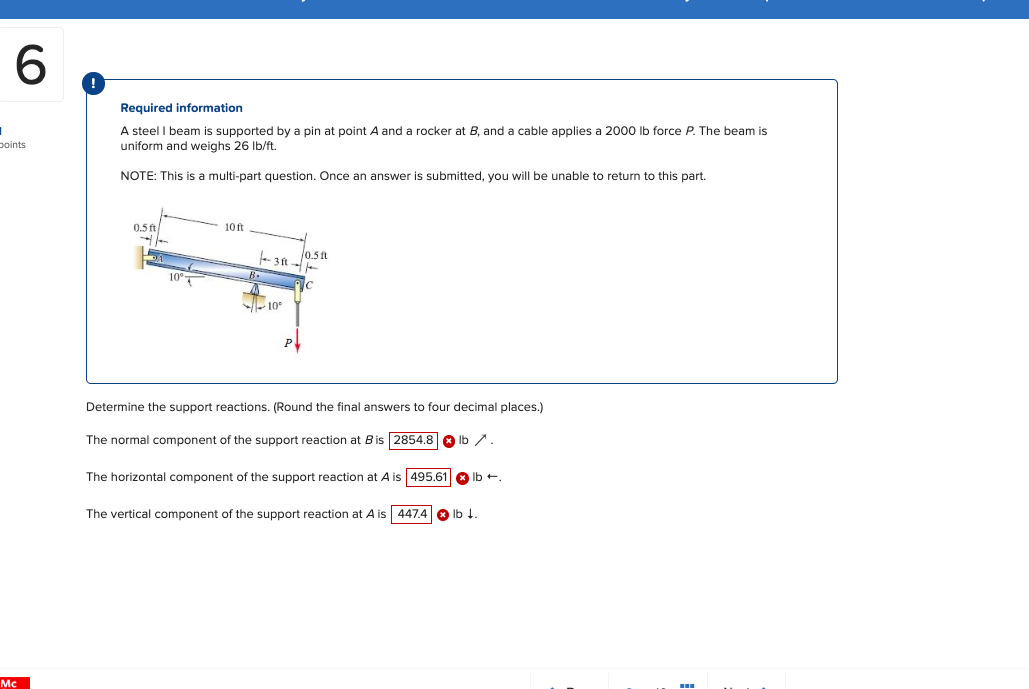 Required information A steel I beam is supported